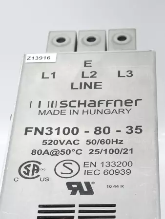 Schaffner FN3100-80-35 Line Filter 520VAC 