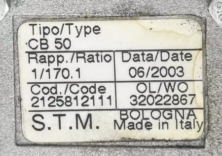 S.T.M. CB 50 S.T.M. Worm Gearbox - 170.1 ratio - CB 50 