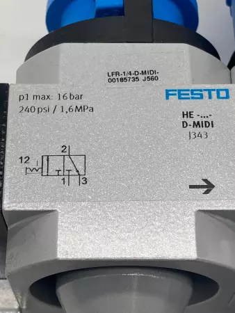 Festo HE-D-MIDI Shut-Off Valve W/LFR-1/4-D-MIDI  Filter Regulator 