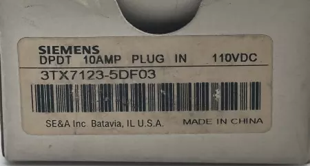 Siemens 3TX7123-5DF03 Plug-In Relay 15Amp 110VDC 