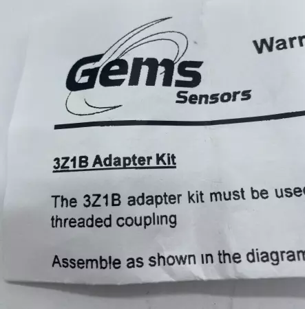 Gems Sensors 3Z1B Adapter Kit, Accessory 