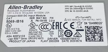 Allen-Bradley 5069-IB16 SER.A Compact 5000 16-Pt DC Input Module 