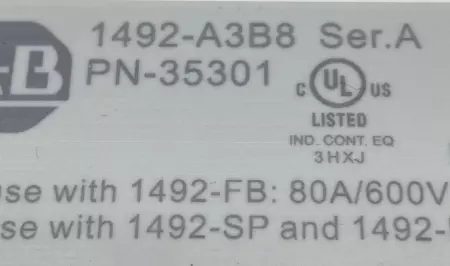 Allen-Bradley 1492-A3B8 SER.A Busbar 80Amp, 1M 