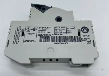 Allen-Bradley 1492-FB1C30-D1 SER.B Fuse Holder, 600V 30Amp, Class CC Fuses 