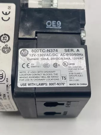 Allen-Bradley 800T-QAH2W SER.U White Pushbutton W/Led Module 