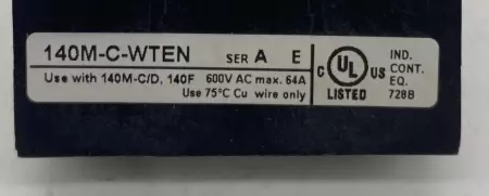 Allen-Bradley 140M-C-WTEN SER.A Compact Bus Bar Feeder Terminal 600VAC 64 Amp 