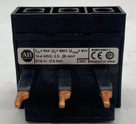 Allen-Bradley 140M-C-WTEN SER.A Compact Bus Bar Feeder Terminal 600VAC 64 Amp 