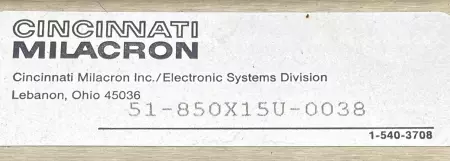 Cincinnati Milacron 51-850X15U-0038 Acramatic 850SX Control Unit 