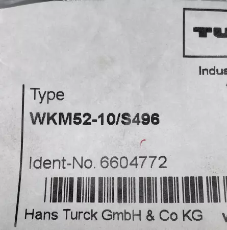 Turck WKM52-10/S496 Sensor Cable 10M Length 