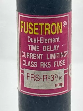 Bussmann FRS-R-3 2/10 Fusetron Time Delay Fuse, Class RK5, 600VAC 3.2Amp 