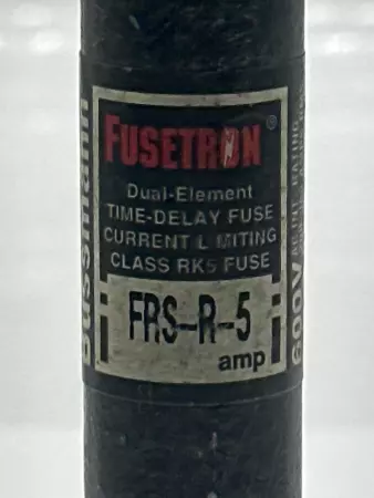 Bussmann FRS-R-5 Fusetron Time Delay Fuse, Class RK5, 600VAC 300VDC 5Amp 