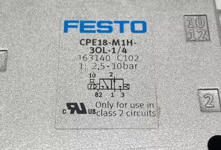 Festo CPE18-M1H-30L-1/4 Solenoid Valve W/MSEB-3-24VDC Coil 