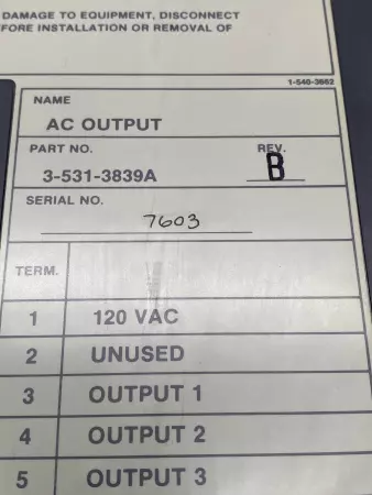 Cincinnati Milacron 3-531-3839A REV.B AC Output Module 120VAC 