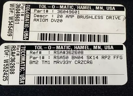 Tol-O-Matic 3604-9601 Axiom DV20 Axi-Dyne Servo Drive, 115/230V 20Amp 