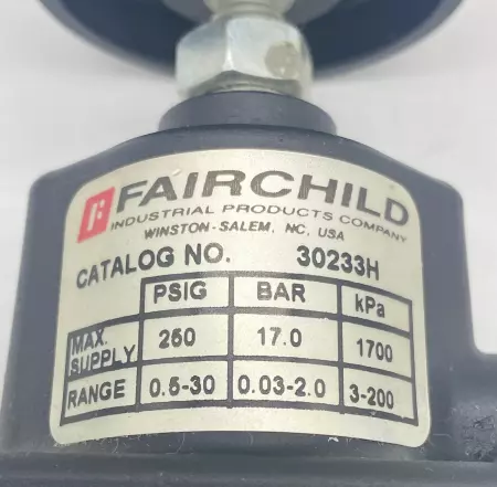 FAIRCHILD 30233H FAIRCHILD MODEL 30 MIDGET REGULATOR 0.5 TO 30PSIG RANGE, P/N 30233H 