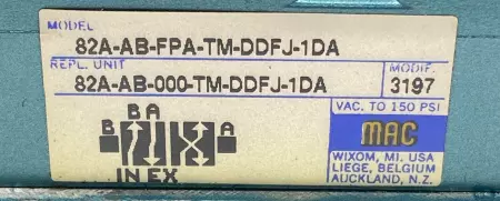MAC 82A-AB-000-TM-DDFJ-1DA Double Solenoid Valve Assy W/Manifold Block 