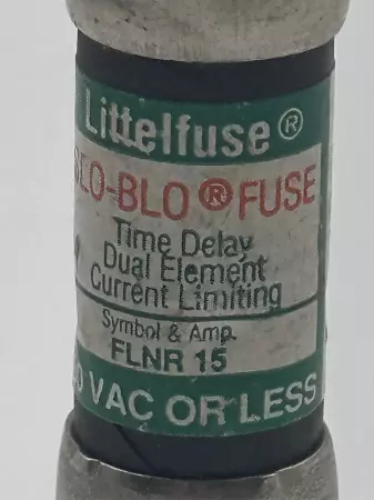 Littelfuse FLNR 15 Slo-Blo Time Delay Fuse, 250V 15Amp, Class RK5 