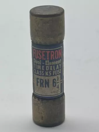 Bussmann FRN 6 1/4 Fusetron Time Delay Fuse, Class K5, 250V 6.25Amp 