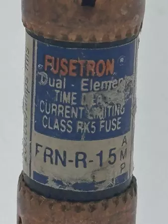 Bussmann FRN-R-15 Fusetron Time Delay Fuse, Class RK5, 250VAC 15Amp 