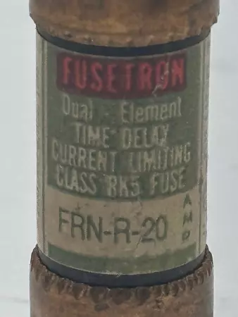 Bussmann FRN-R-20 Fusetron Time Delay Fuse, Class RK5, 250V 20Amp 