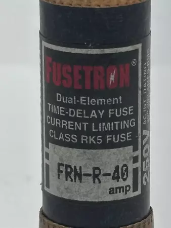 Bussmann FRN-R-40 Fusetron Time Delay Fuse, Class RK5, 250V 40Amp 