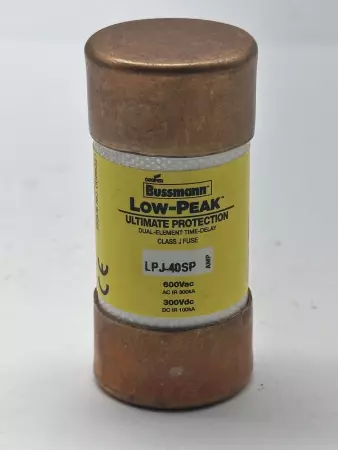 Bussmann LPJ-40SP Low-Peak Time Delay Fuse, 600VAC 300VDC 40Amp, Class J 