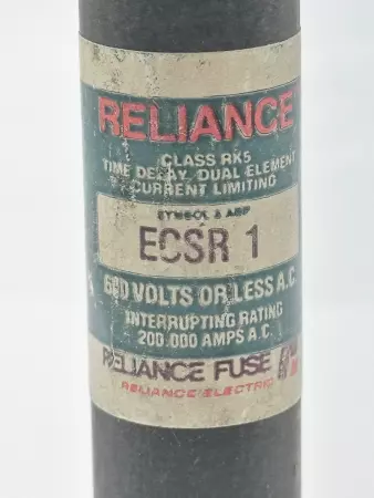 Reliance Electric ECSR 1 Time Delay Fuse, Class RK5 600VAC 1Amp 