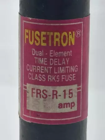 Bussmann FRS-R-15 Fusetron Time Delay Fuse, Class RK5, 600V 15Amp 