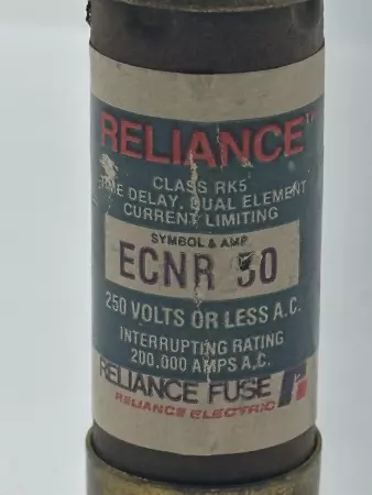 Reliance Electric ECNR 50 Time-Delay Fuse, Class RK5, 250VAC 50Amp 