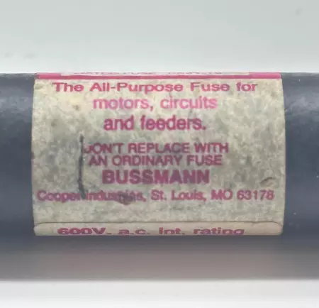 Bussmann FRS-R-1 Fusetron Time Delay Fuse, Class RK5, 600V 1Amp 