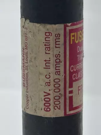 Bussmann FRS-R-6 Fusetron Time Delay Fuse, Class RK5, 600V 6Amp 