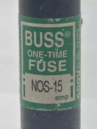 Bussmann NOS-15 One-Time Fuse, 600V 15Amp, Class K5 