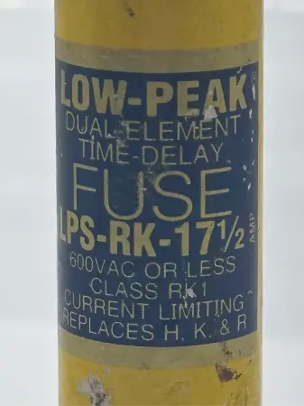 Bussmann LPS-RK-17 1/2 Low-Peak Fuse, 600VAC 300VDC 17.5Amp, Class RK1 