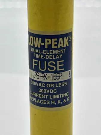 Bussmann LPS-RK-15SP Low-Peak Time Delay Fuse, 600VAC 300VDC 15Amp, Type D 