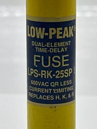 Bussmann LPS-RK-25SP Low-Peak Time Delay Fuse, 600VAC 300VDC 25Amp, Type D 