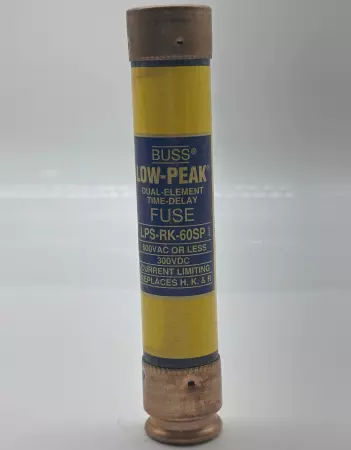 Bussmann LPS-RK-60SP Low-Peak Time Delay Fuse, 600VAC 300VDC 60Amp, Type D 