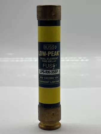 Bussmann LPS-RK-35SP Low-Peak Time Delay Fuse, 600VAC 300VDC 35Amp, Class RK1 