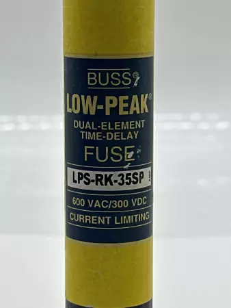 Bussmann LPS-RK-35SP Low-Peak Time Delay Fuse, 600VAC 300VDC 35Amp, Class RK1 