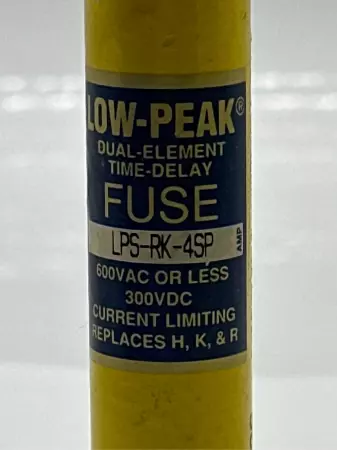 Bussmann LPS-RK-4SP Low-Peak Time Delay Fuse, 600VAC 300VDC 4Amp, Class RK1 