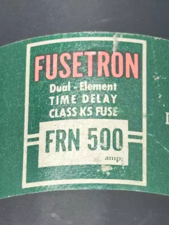 Bussmann FRN 500 Fusetron Time Delay Fuse, Class K5, 250V 500Amp 