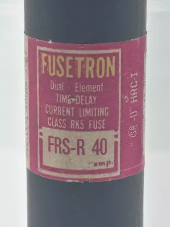 Bussmann FRS-R 40 Fusetron Time Delay Fuse, Class RK5, 600VAC 40Amp 