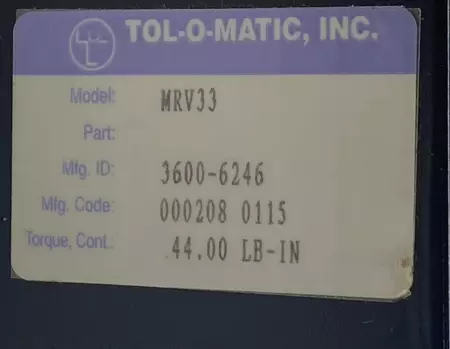 Tol-O-Matic 3600-6246 Servo Motor 