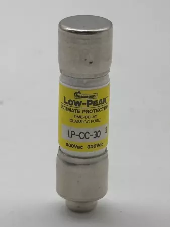 Bussmann LP-CC-30 Low-Peak Time Delay Fuse, 600VAC 300VDC 30Amp, Class CC 