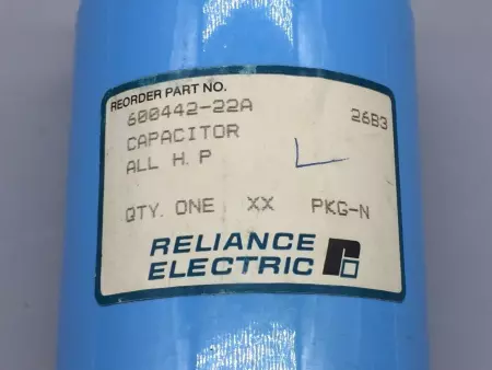 RELIANCE ELECTRIC 600442-22A ALL HP CAPACITOR TYPE CGS 3000MFD & 450VDC 