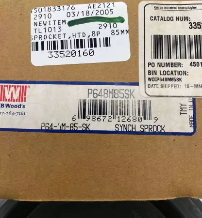 TB Wood's P648M85SK Timing Belt Pulley 64 Teeth, 8mm Pitch, 85mm Width 