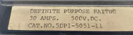 Ward Leonard 5DP1-5051-11 Special Purpose Contactor 500VDC 30Amps 