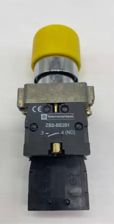 Telemecanique ZB2-BE202 Yellow Pushbutton W/Contact Blocks 