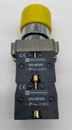 Telemecanique ZB2-BE202 Yellow Pushbutton W/Contact Blocks 
