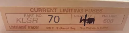 Littelfuse KLSR-70 Fast Acting Fuses, 70Amp 600V, Class RK-1 Lot of 4