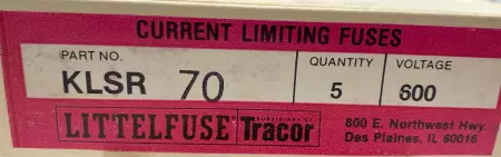 Littelfuse KLSR 70 Fast Acting Fuses, 70Amp 600V, Class RK-1 Lot of 5